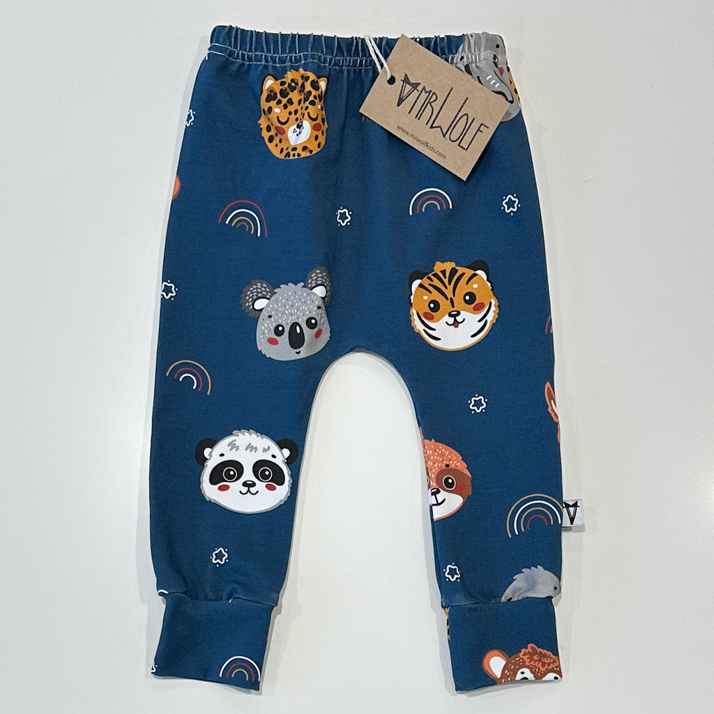 SALE -baby leggings - animal friends on navy