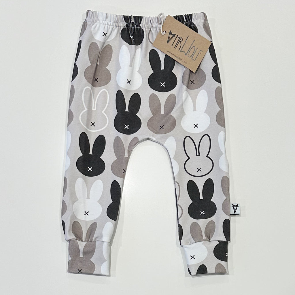 SALE -baby leggings - grey bunnies
