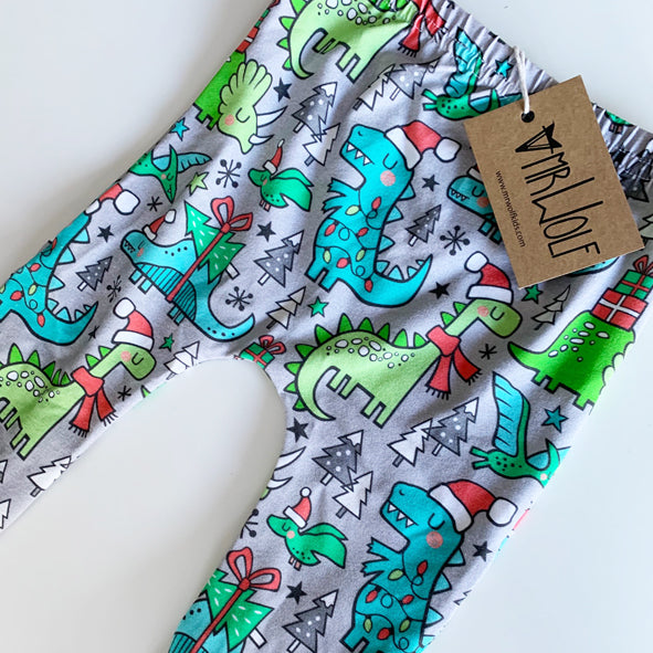 RTW - Baby Legging - Christmas Dino - Grey