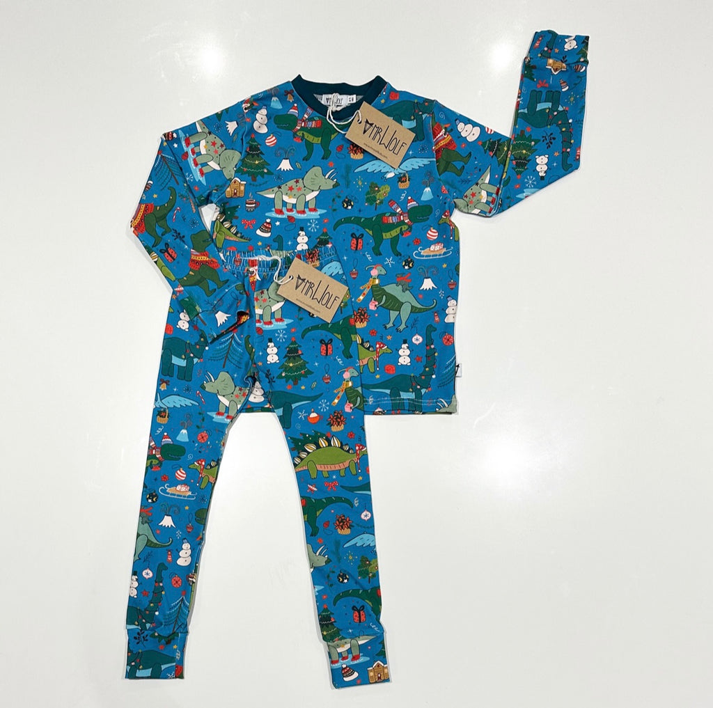 RTW - Baby Legging - Christmas Dino on marine