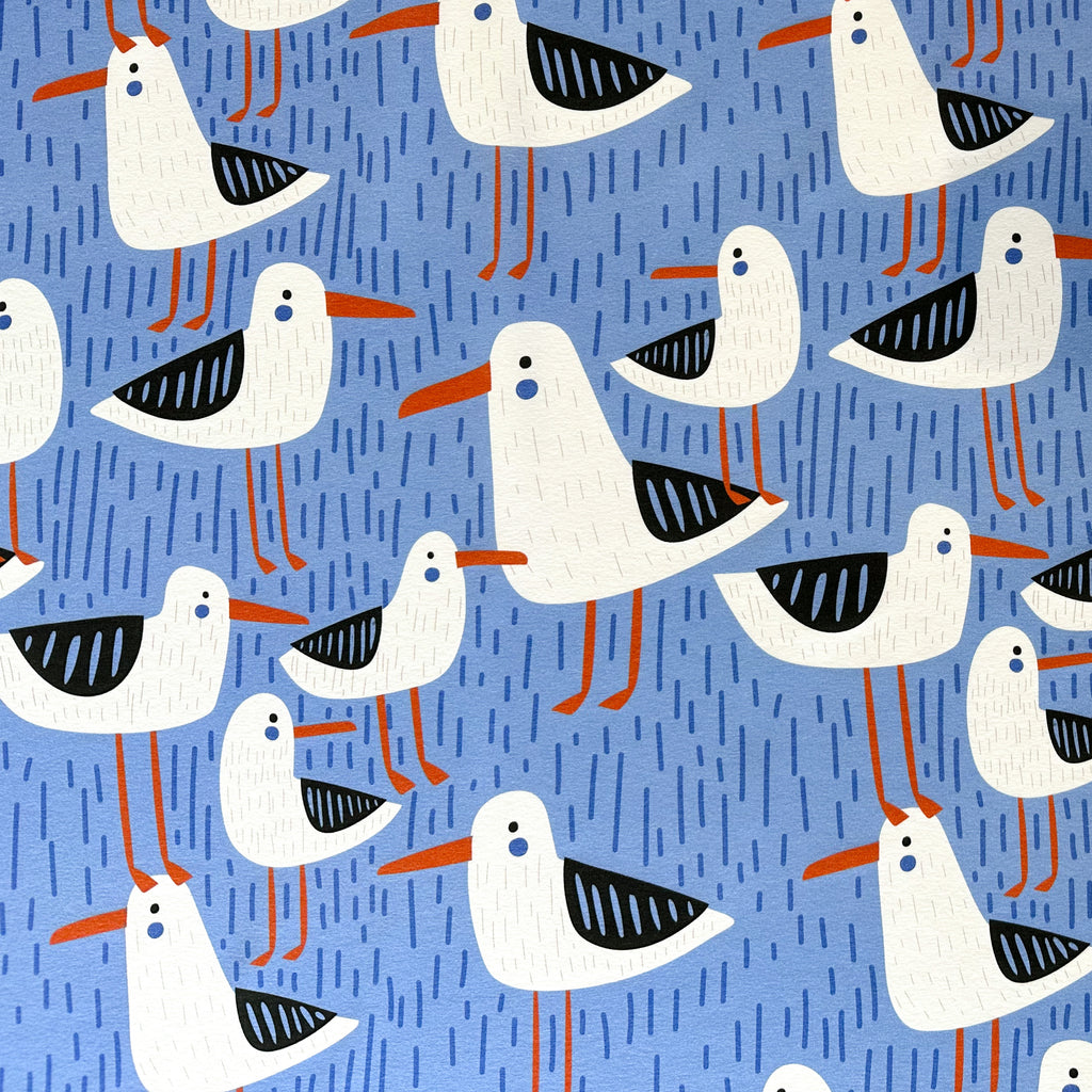 Gulls on blue