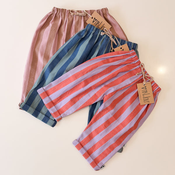 Stripe Barrel leg trouser - dusky pink / latte