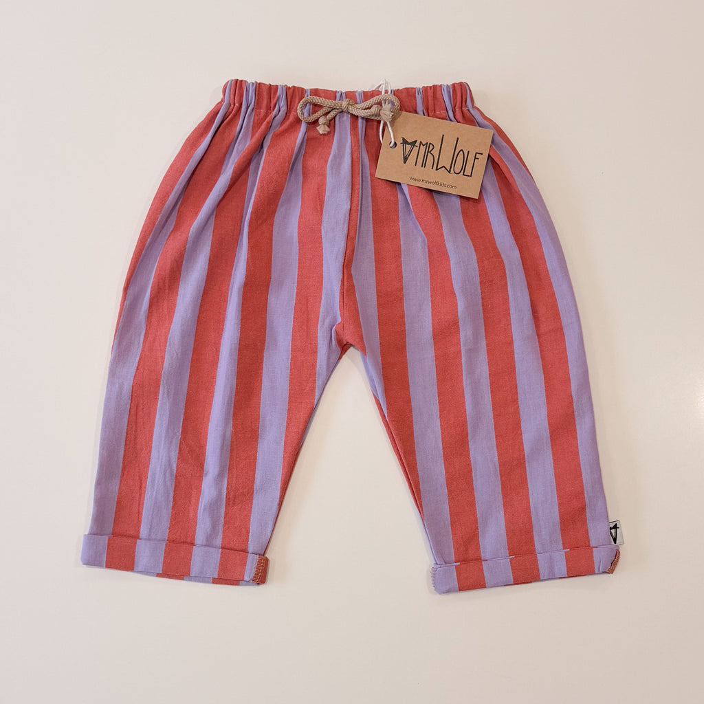 Stripe Barrel leg trouser - lavender/tomato
