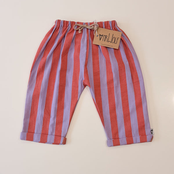 Stripe Barrel leg trouser - lavender/tomato