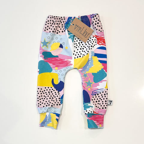 SALE -baby leggings - stars dots and scribble art