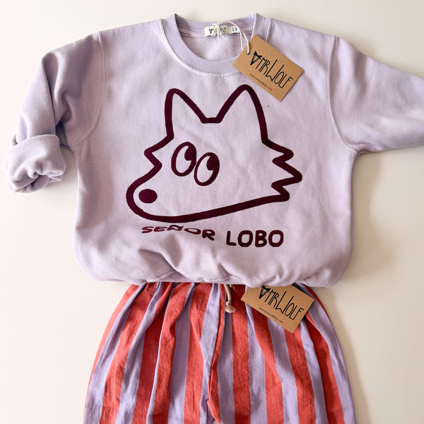 Stripe Barrel leg trouser - lavender/tomato