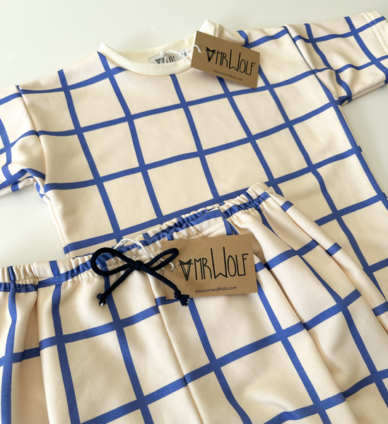 Blue Wide Check Sweatshirting