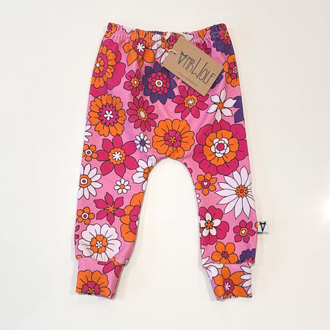 SALE -baby leggings - flower power cerise