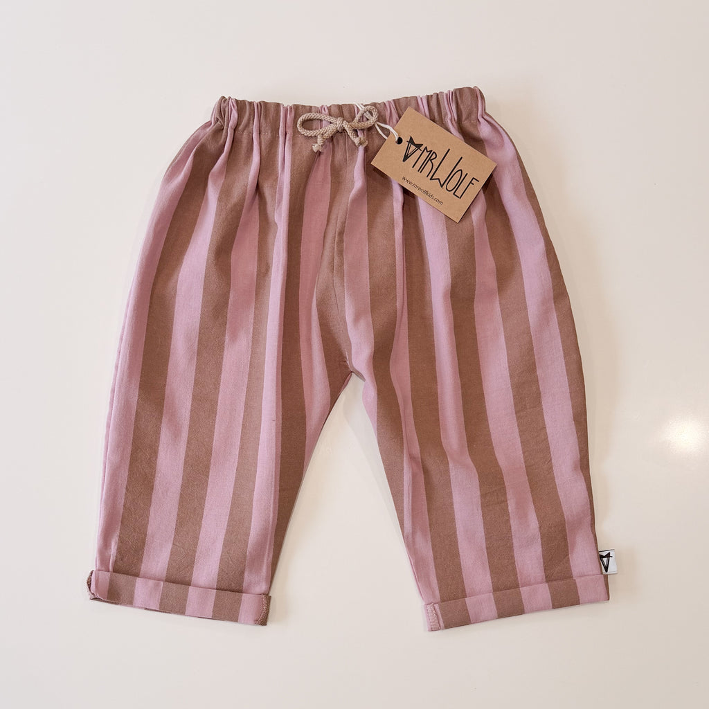 Stripe Barrel leg trouser - dusky pink / latte