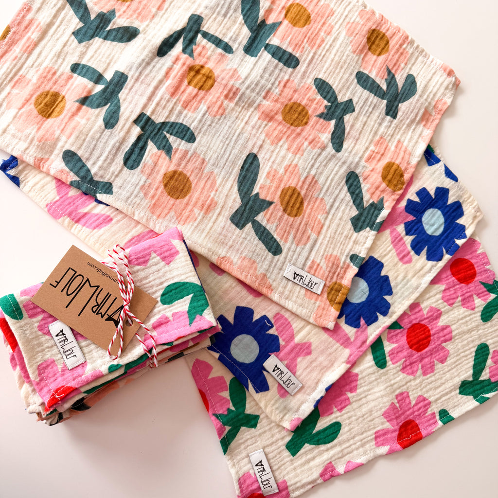 Muslin Dribble pack - Flowers