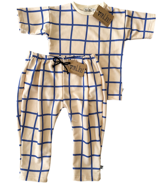 Blue Wide Check Sweatshirting