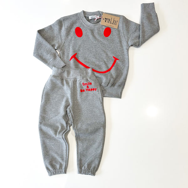 Track Suit - Smile & Be Happy - grey marl