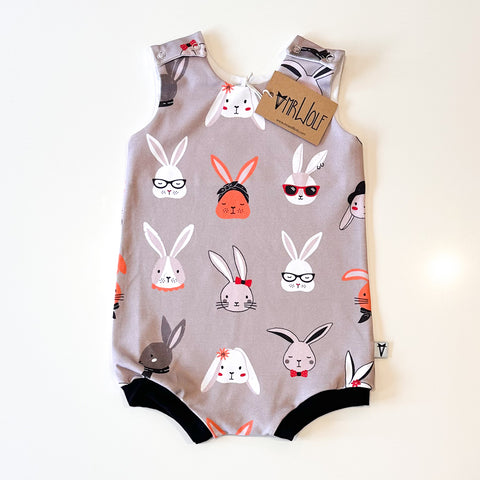 SALE - Shortie Romper - Bunny Heads