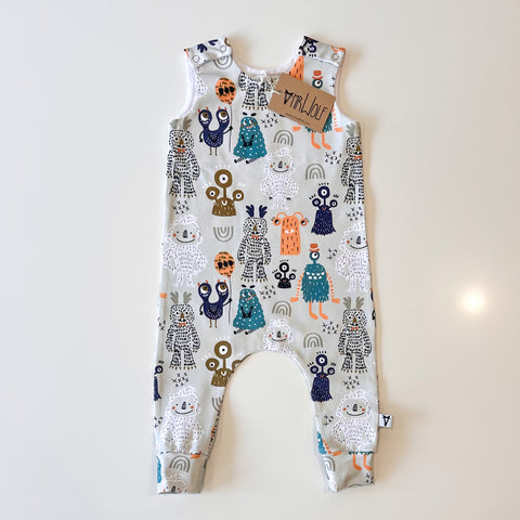 SALE - Romper - Monsters on Mint