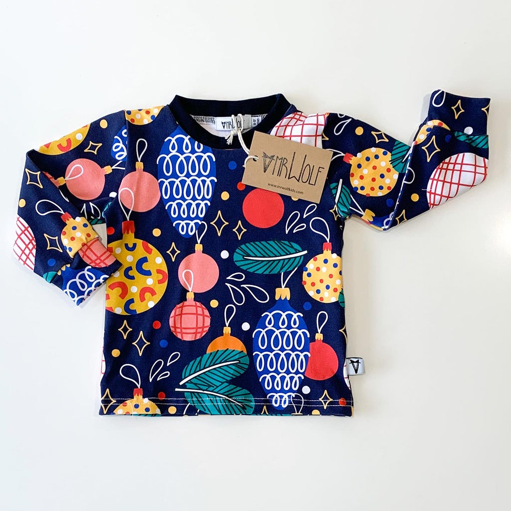 RTW - Long sleeve T-shirt - scribble baubles